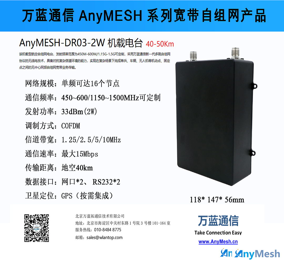 ANYMESH-DR03高端COFDM 40公里级无人机航空自